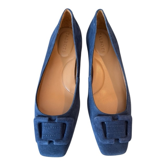 Talbots Sutton Flats Indigo Blue Square Toe Ballet Size 7M Preppy Career Causal - Picture 1 of 16